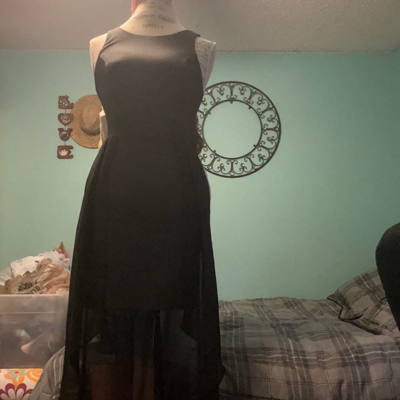 Arden B dress. Black, high-low fitted cocktail dress - Picture 2 of 6